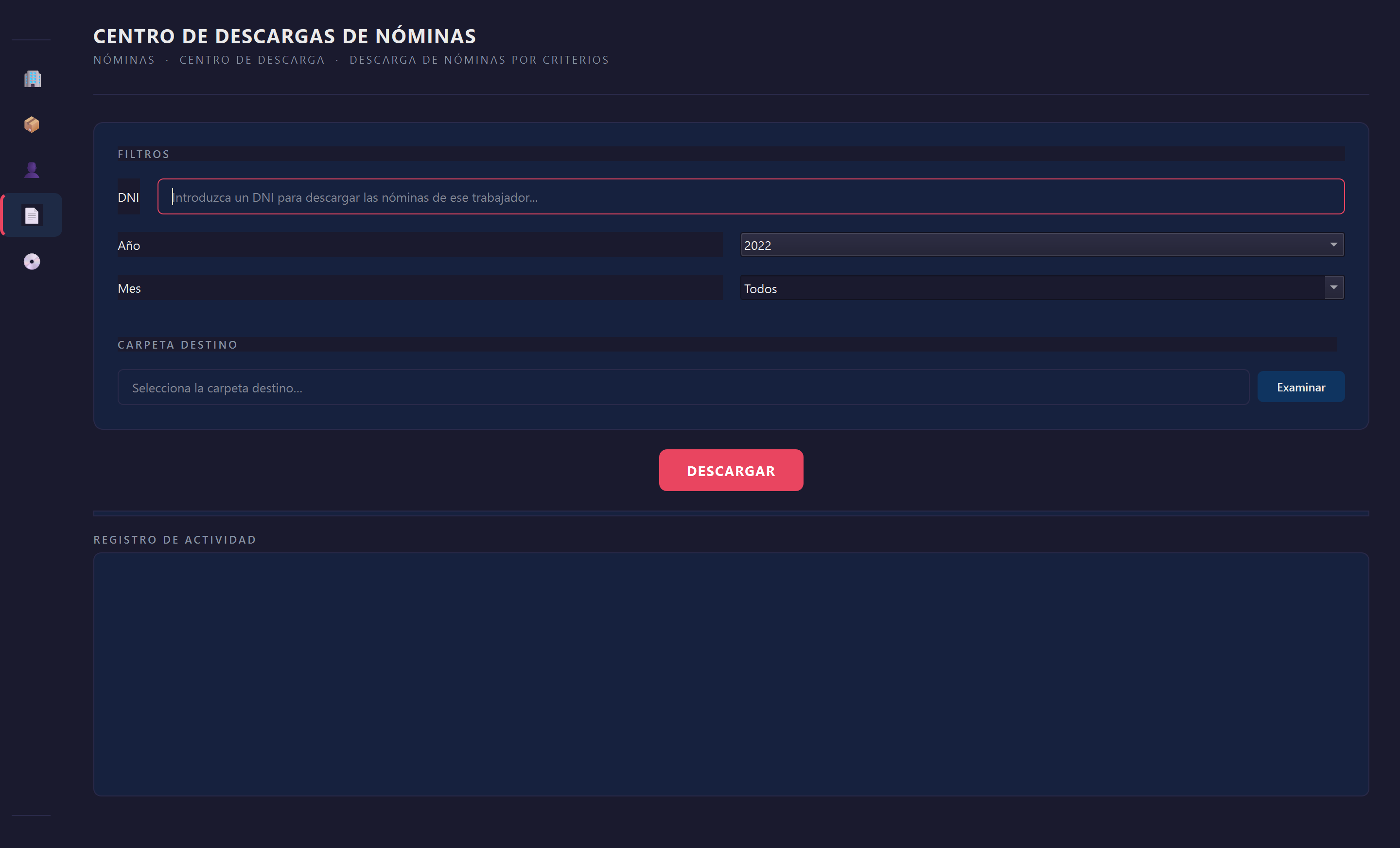 Panel descarga de nóminas
