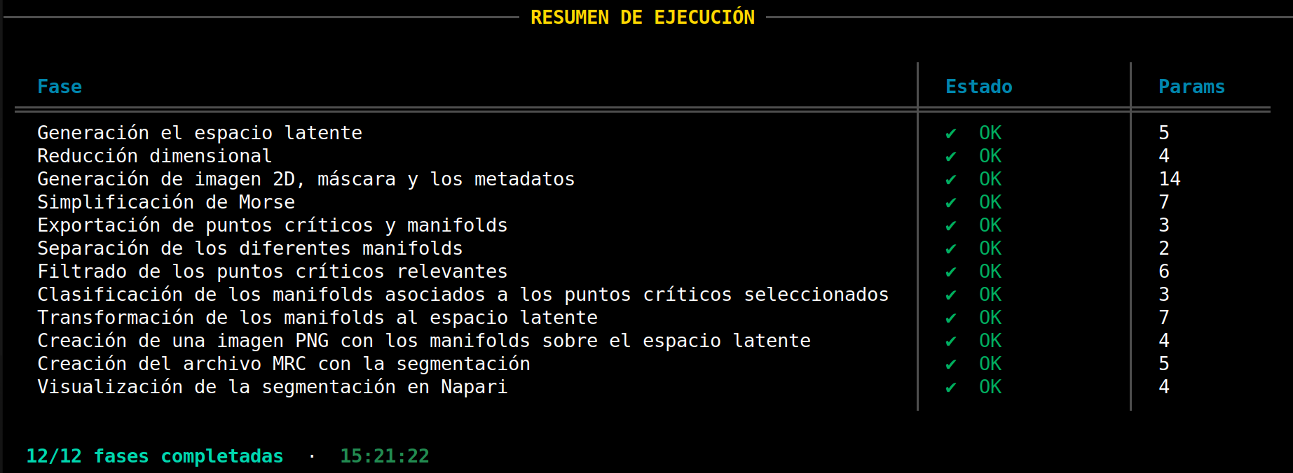 Ejecución correcta del flujo completo de Auto-CryoET